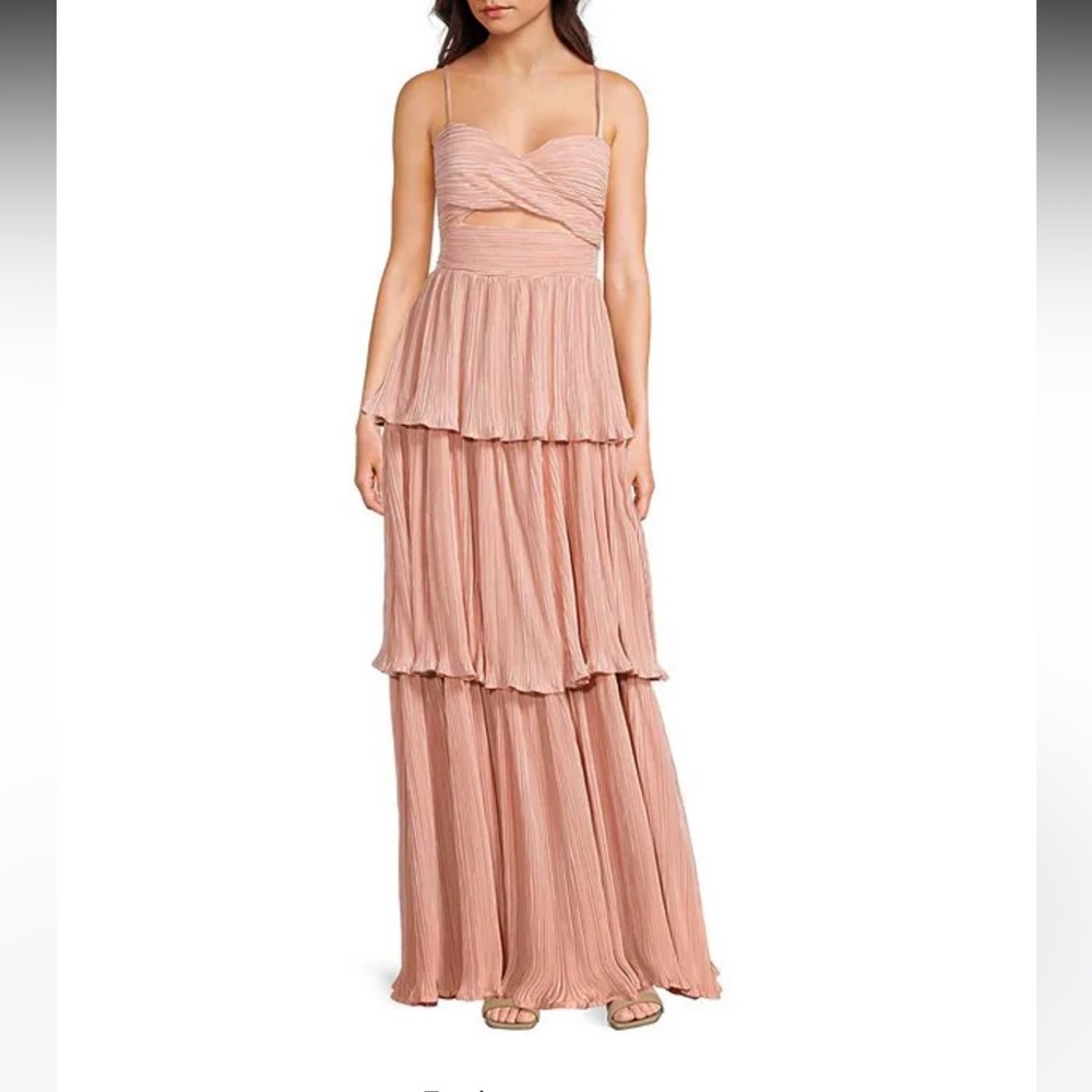 Lulus Plisse Fortuna Tiered Sweetheart Cut
Out Maxi Dress Pink Prom Wedding